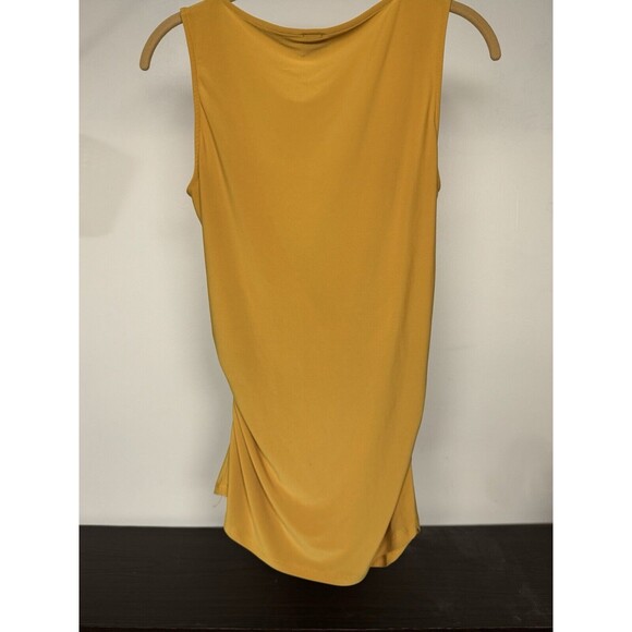 Anne Klein Women Wrap Top Size Medium Mustard Yellow Gold Accents - Picture 2 of 7